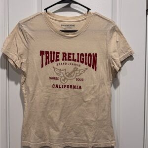 True Religion Beige Tee with Red Graphic
